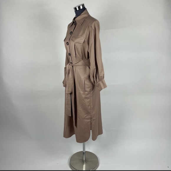 Balloon Sleeve Button Front Midi Dress - Picture 3 of 15